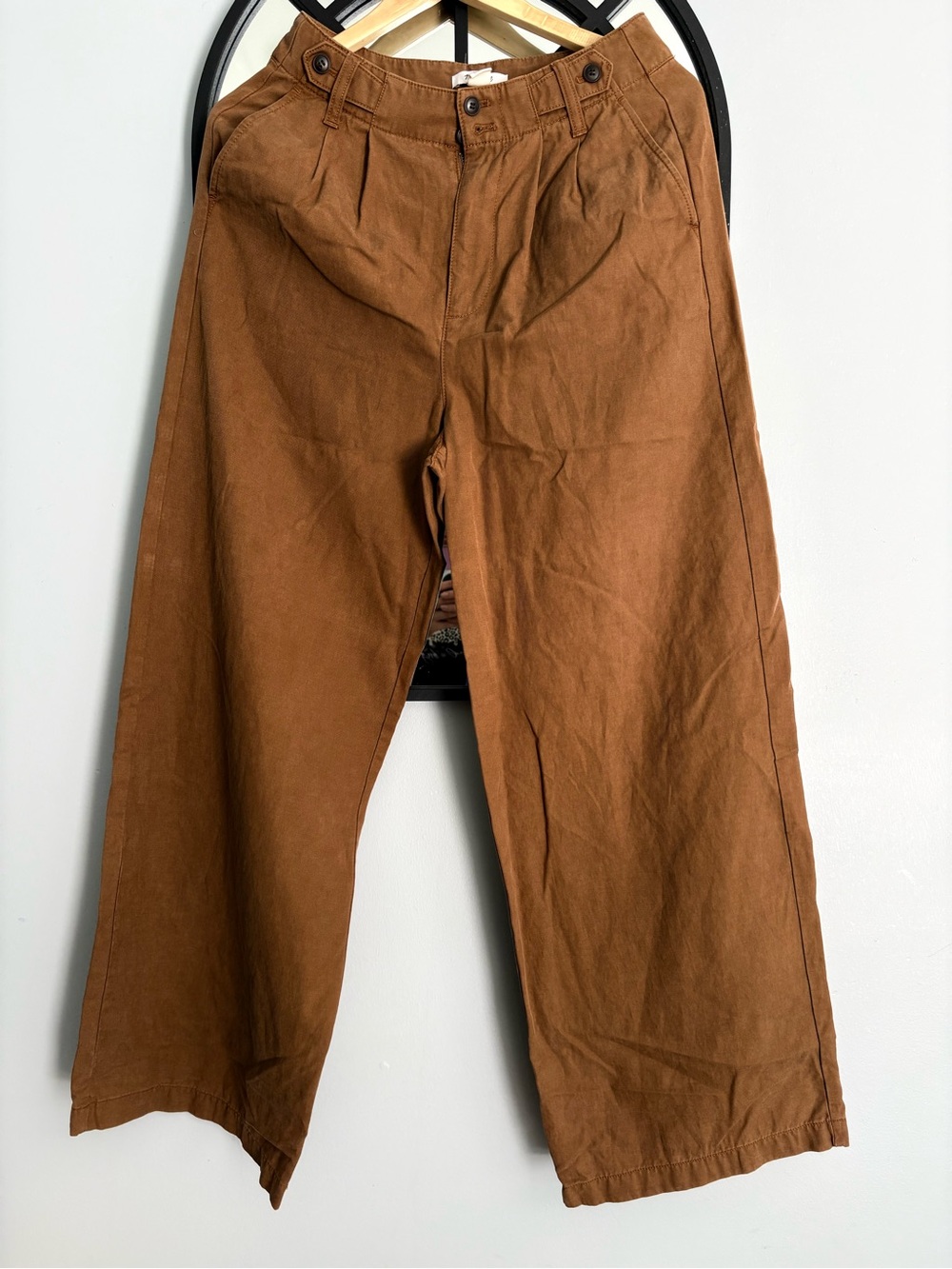Madewell Brown High Rise Wide Leg Pleated Trousers Size 2 x 29 Inseam